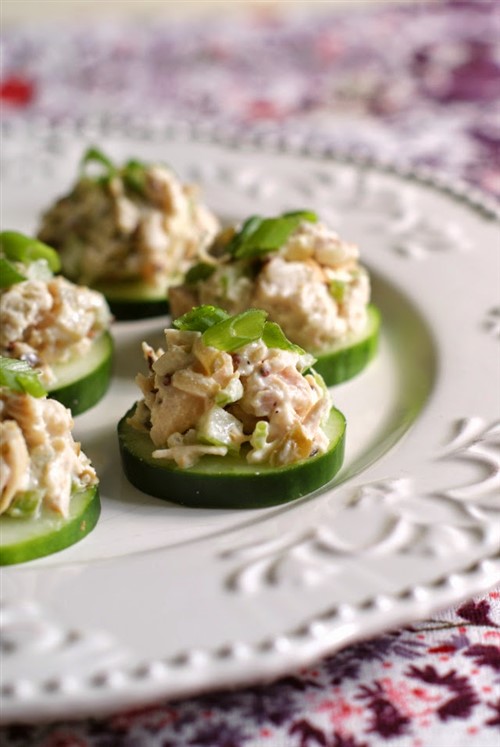 Baby Shower Food - Chicken Salad Cucumber Rounds 