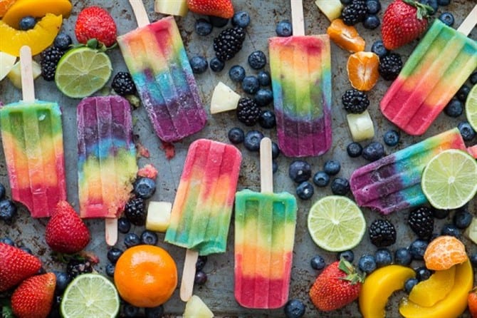 Baby Shower Food - Rainbow Popsicles