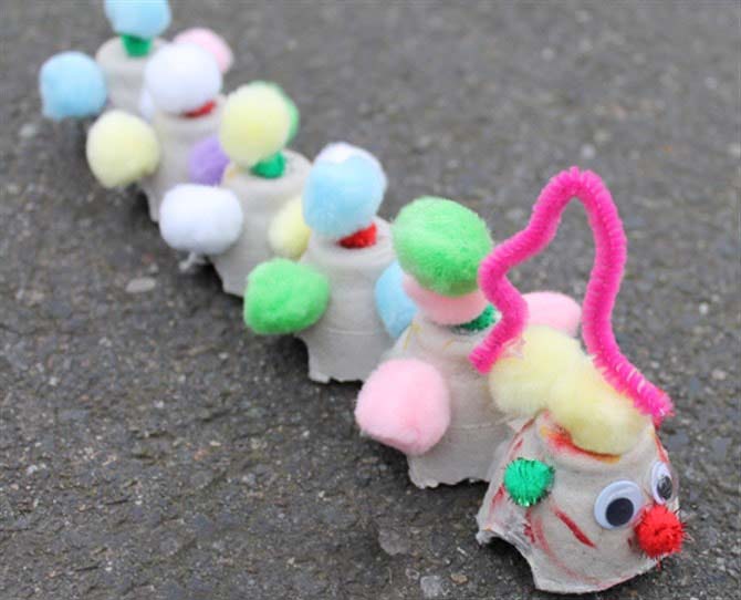 Easy Craft Ideas For Kids - Egg Carton Caterpillars