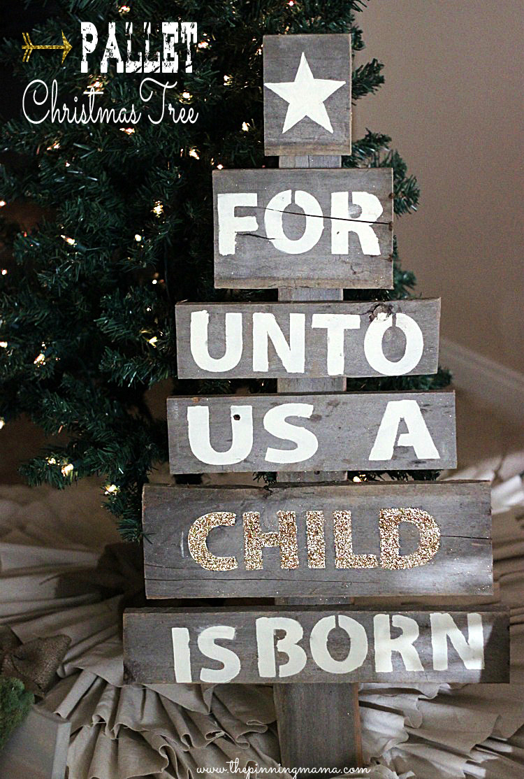 Photograph of a pallet upcycled Christmas tree