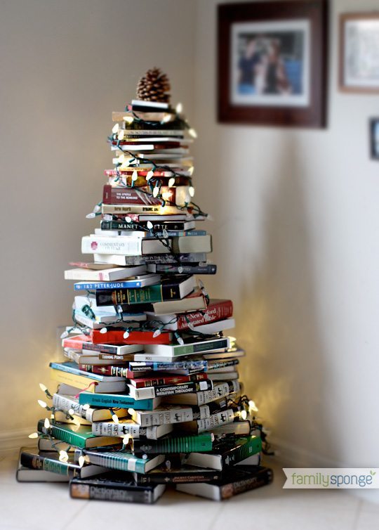 Christmas tree made from books
