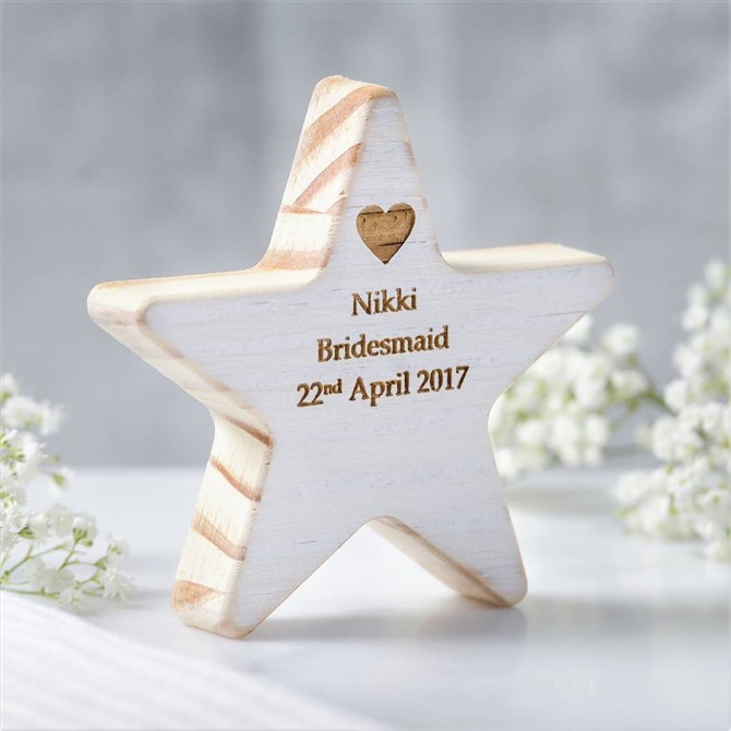 Bridesmaid Gift Ideas - Wooden Star Keepsake