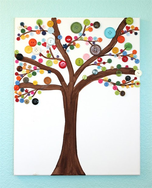 Easy Craft Ideas For Kids - Button Tree