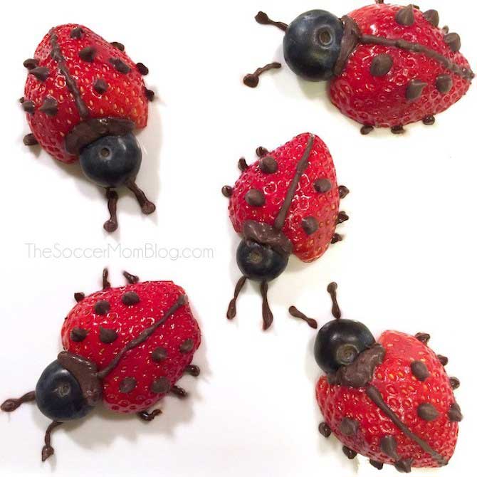 Healthy Snack Ideas - Strawberry Chocolate Ladybugs