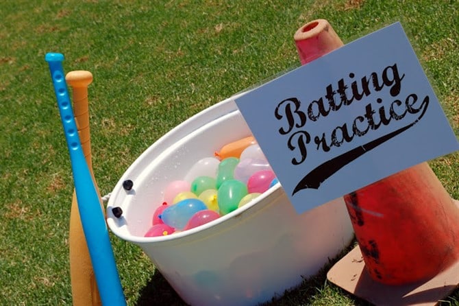 Kids Birthday Party Ideas - Water Balloon Batting Practice