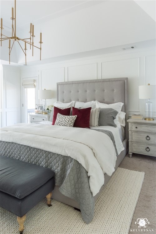 Master Bedroom Decorating Ideas - Modern Gray Tufted Bed