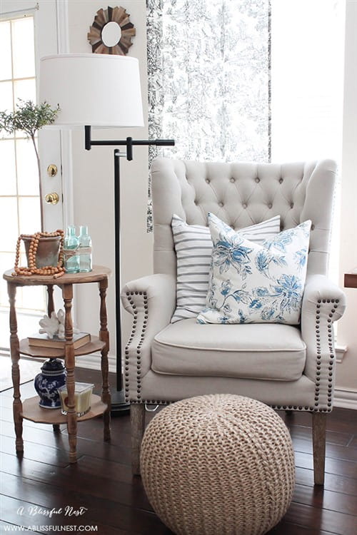 Simple Home Decorating Ideas For Your Living Room - Neutral Tufted Chair