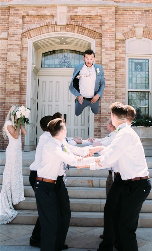 Unique Wedding Photo Ideas - Groom Is Jumping