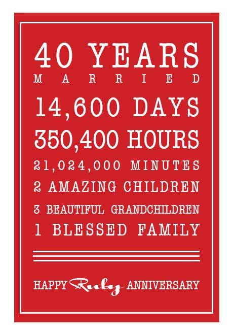 Ruby Wedding Anniversary