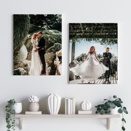 Rectangle canvas photo print showing wedding photos