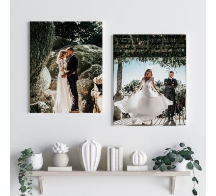 Rectangle canvas photo print showing wedding photos